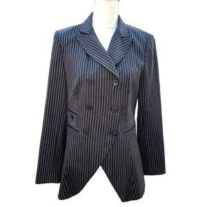 Walter Baker Double Breasted Blazer Womens Size 8 Vintage 90s Y2K Stripe Spandex
